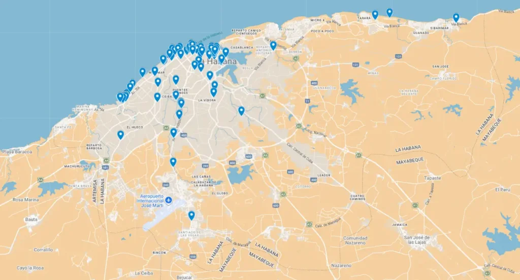 Mapa de Bares & Clubes de La Habana